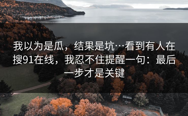 我以为是瓜，结果是坑…看到有人在搜91在线，我忍不住提醒一句：最后一步才是关键