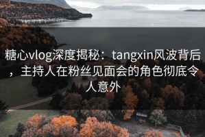糖心vlog深度揭秘：tangxin风波背后，主持人在粉丝见面会的角色彻底令人意外