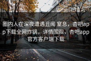 圈内人在深夜遭遇丑闻 窒息，杏吧app下载全网炸锅，详情围观，杏吧app官方客户端下载