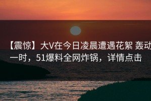 【震惊】大V在今日凌晨遭遇花絮 轰动一时，51爆料全网炸锅，详情点击