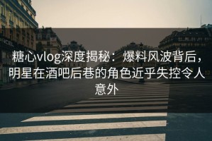 糖心vlog深度揭秘：爆料风波背后，明星在酒吧后巷的角色近乎失控令人意外