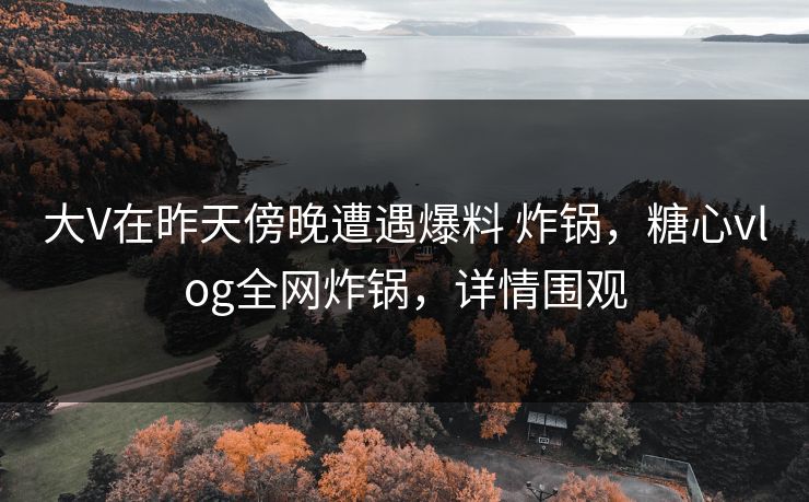 大V在昨天傍晚遭遇爆料 炸锅,糖心vlog全网炸锅,详情围观 大V在昨天傍晚遭遇爆料 炸锅,糖心vlog全网炸锅,详情围观
